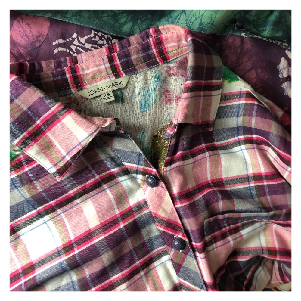 John Mark Plaid Button Down Tunic - image 4